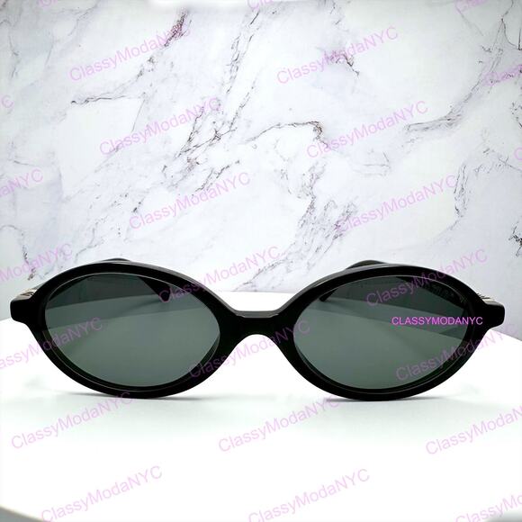 MIU MIU Sunglasses New Black Acetate Slim Round Gold Metal Logo Authentic Women main image 11